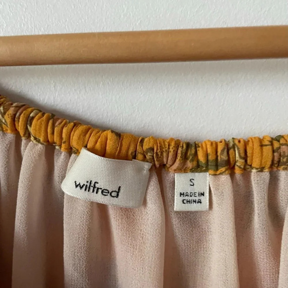 Aritzia Wilfred Talence  Pleated Floral Garden Blouse Yellow Sz S - Picture 6 of 8